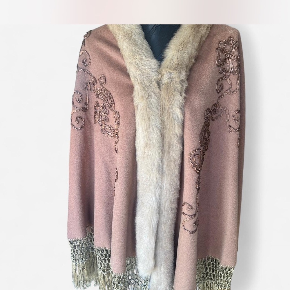 Pamela McCoy Tan Wool Blend Shawl